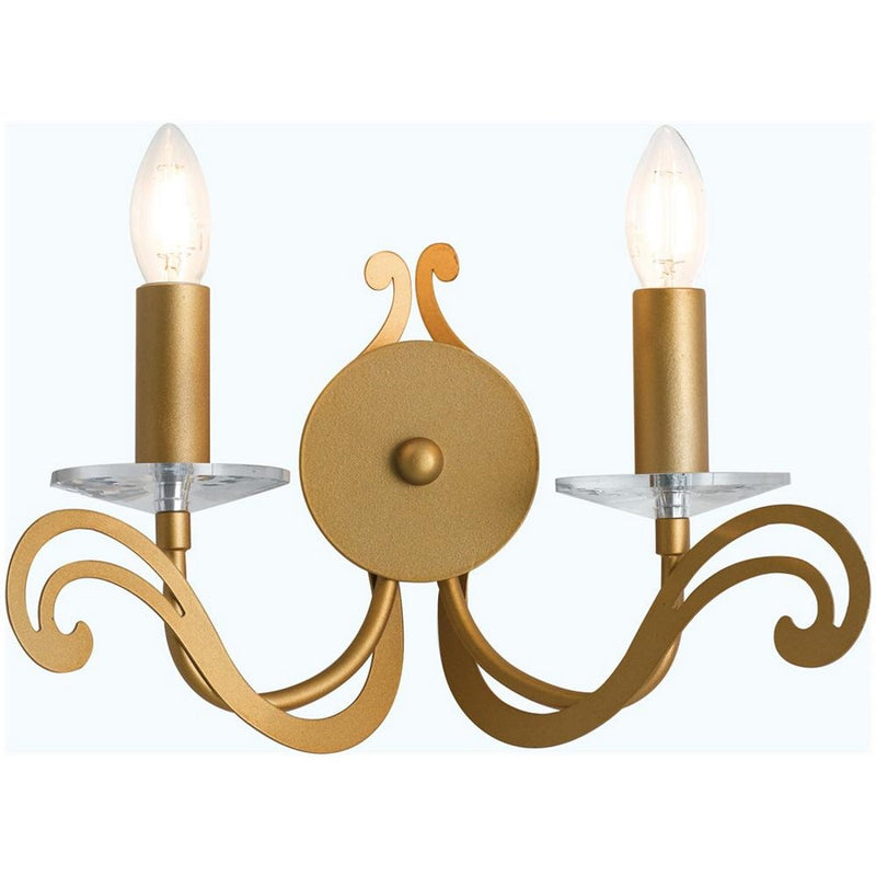 Klimt - Applique 2 luci metallo dorato e cristallo, classica ed elegante