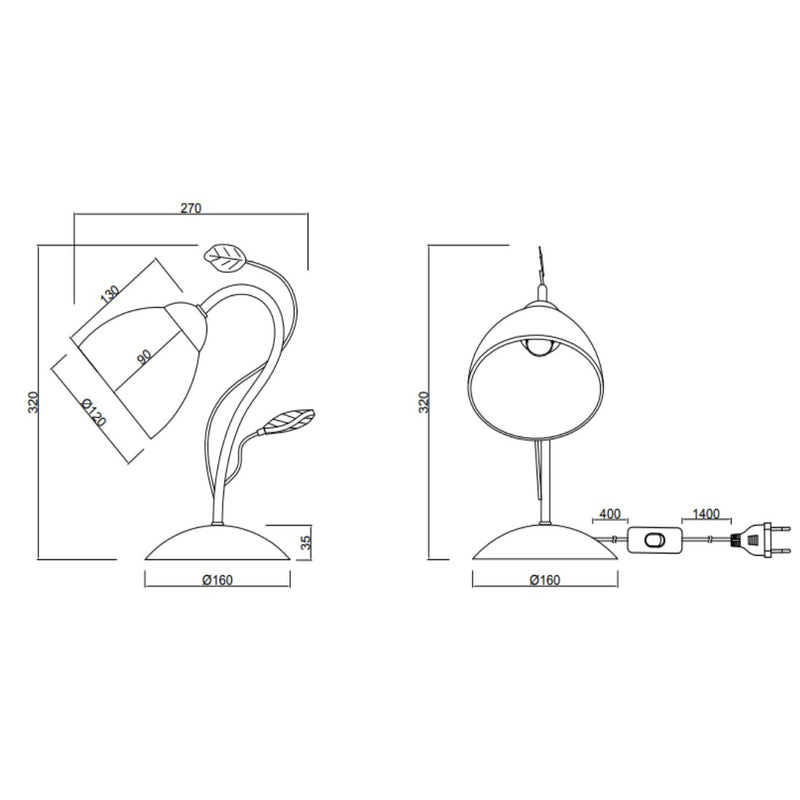 Lampada da comodino Traditio con vetro bianco decorato