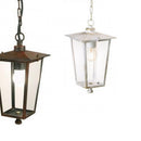 Sospensione Notorius bianco anticato o ruggine corten lanterna da esterno in alluminio e vetro