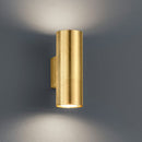 Applique moderna Cleo tonda in metallo foglia oro con illuminazione bidirezionale verso alto e basso