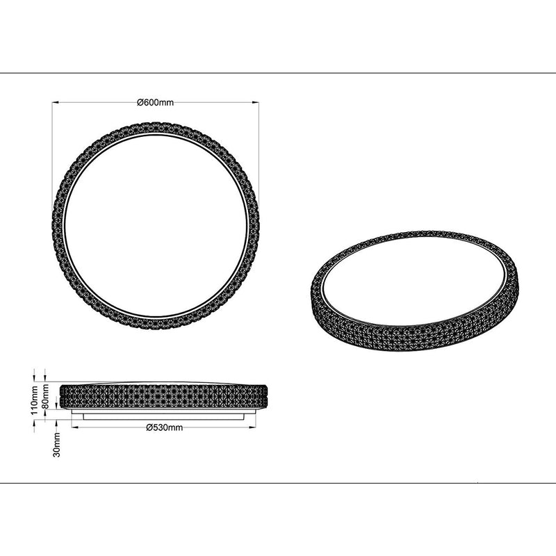 Trio Lighting Pegasus R62422100, Plafoniera LED tonda 21W con effetto cristallo ideale per soggiorno e camera da letto.
