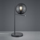 Lampada da tavolo moderna antracite con vetro trasparente fumé design elegante