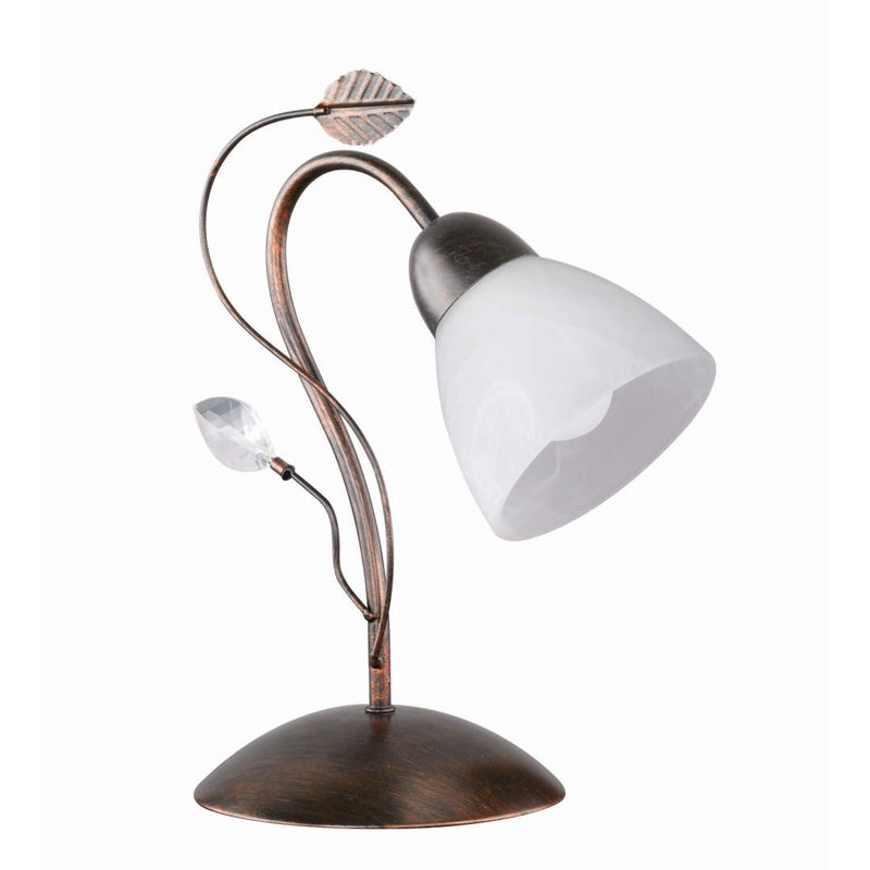 Lampada da tavolo Traditio in metallo ruggine e vetro alabastro