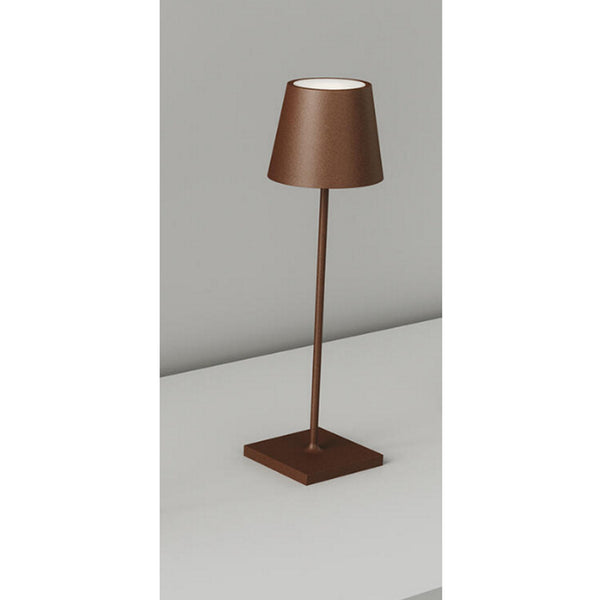 lampada led da tavolo ricaricabile color ruggine per esterno