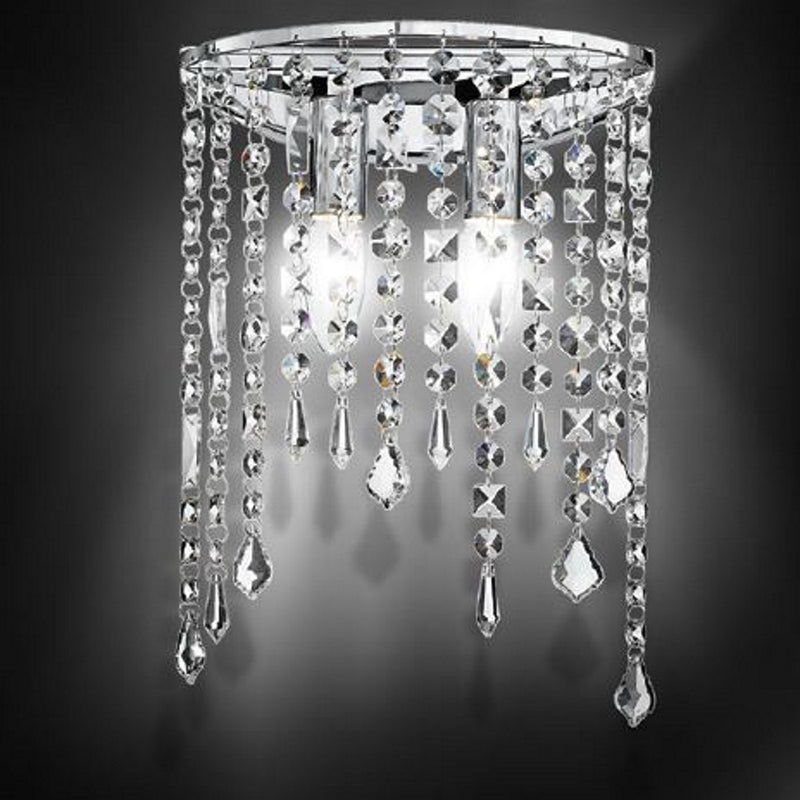 applique breeze classico chic 2 luci in metallo cromo lucido con pendagli in cristalli k9
