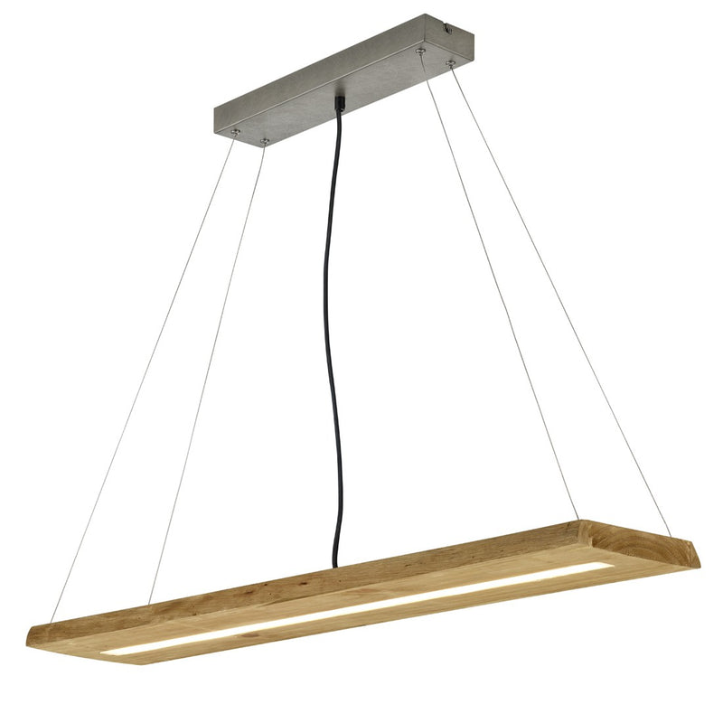 Lampadario Brad 100×20 cm effetto legno chiaro, LED 27W a 3 livelli, 3000 lumen 3000K per tavolo da pranzo e cucina