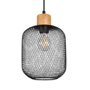 Lampadario Calimero Ø18 cm vintage legno e metallo nero