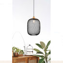 Lampadario Calimero Ø33 cm vintage legno e metallo nero