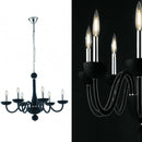 Lampadario classico Alfiere a 6 luci in vetro soffiato nero satinato con bracci curvi e finiture cromo