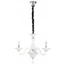Lampadario classico Soffio a 3 luci in pasta di vetro bianco con bracci curvi e dettagli cromati