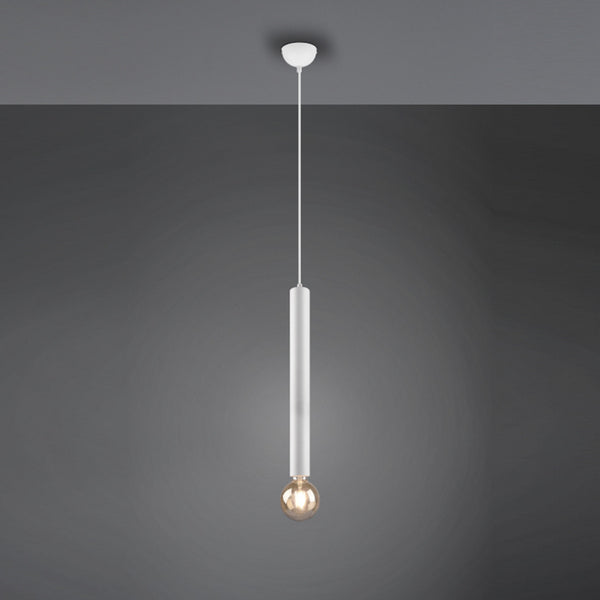 Lampadario Clermont 1 luce moderno a tubo bianco opaco