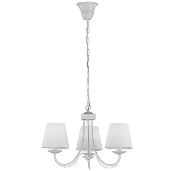 Lampadario Cortez Ø52 cm 3 luci bianco materico con paralumi