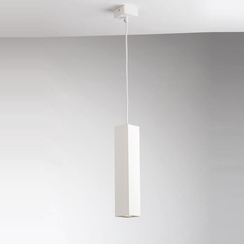 lampadario fluke a sospensione tubolare quadrato 30 cm in metallo bianco satinato
