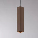 lampadario fluke a sospensione tubolare quadrato 30 cm in metallo finitura bronzo ruggine
