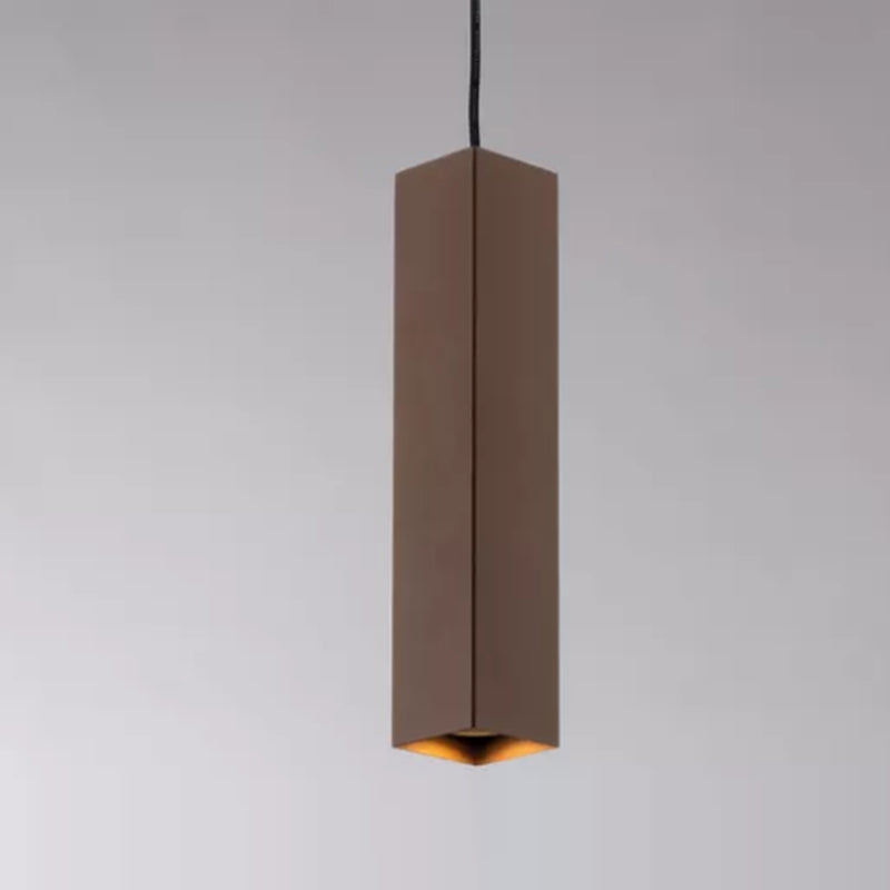lampadario fluke a sospensione tubolare quadrato 30 cm in metallo finitura bronzo ruggine