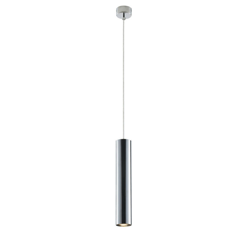 lampadario fluke a sospensione tubolare 30 cm in metallo cromo lucido
