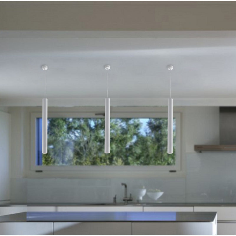 lampadario fluke a sospensione tubolare 60 cm in metallo bianco
