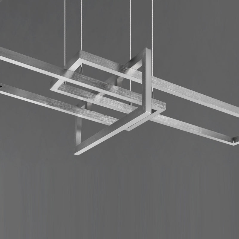 Lampadario moderno acciaio spazzolato luce bianco caldo 3000K