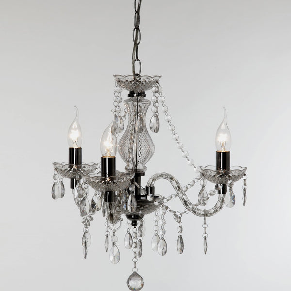 Lampadario Luster Ø40 cm 3 luci acrilico trasparente e metallo cromato