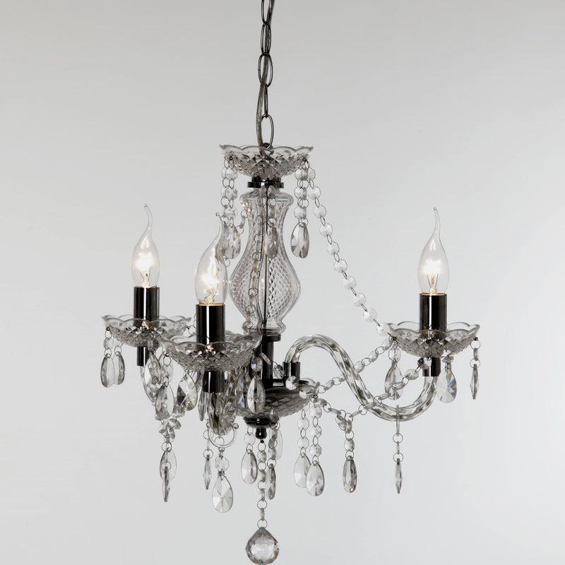 Lampadario Luster Ø40 cm 3 luci acrilico trasparente e metallo cromato