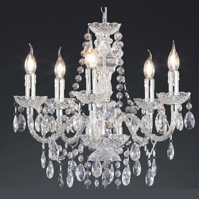 Lampadario classico moderno trasparente con portalampade E14