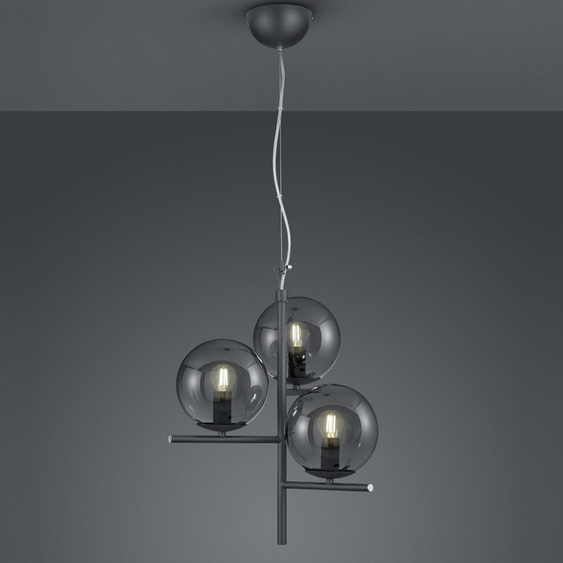 Lampadario moderno a sospensione con diffusori fumè