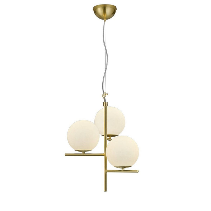 Lampadario moderno a sospensione con sfere di vetro bianco