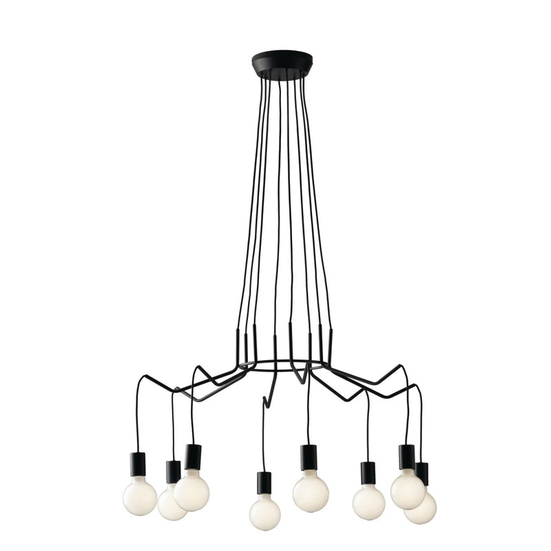 lampadario habitat 8 luci struttura in metallo nero