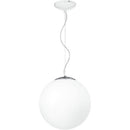 lampadario moderno a sospensione city con sfera in vetro bianco diametro 45 cm
