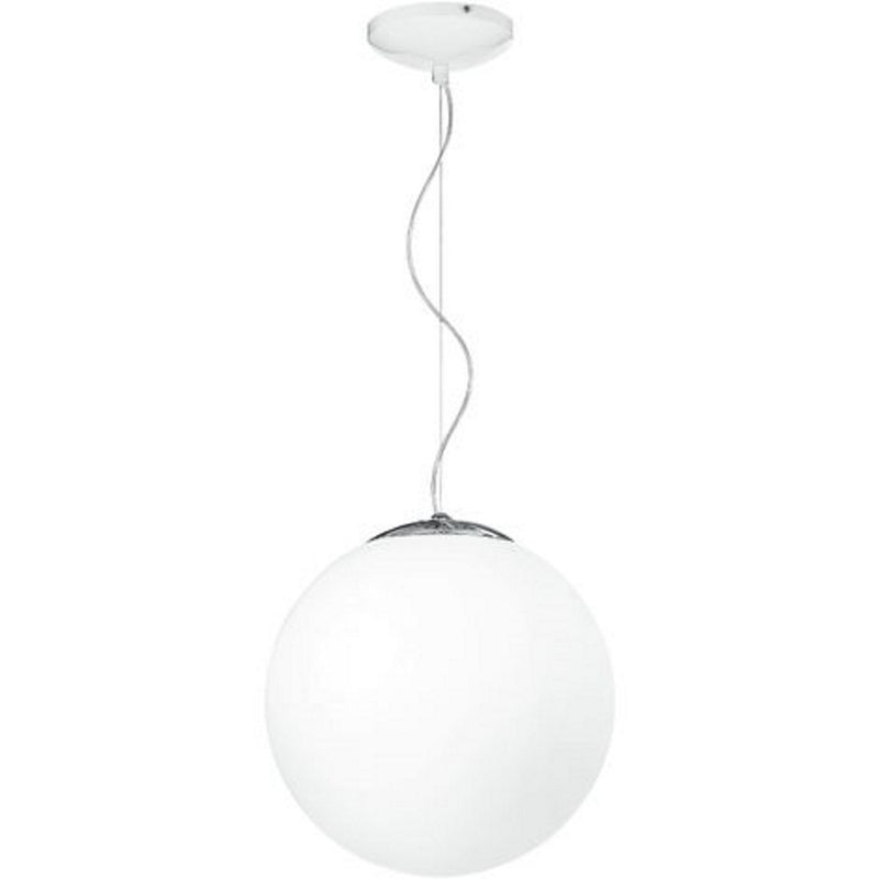 lampadario moderno a sospensione city con sfera in vetro bianco diametro 45 cm
