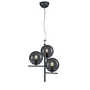 Lampadario 3 luci in metallo antracite con vetri fumè