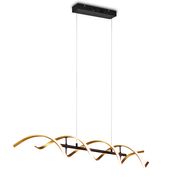 Lampadario Sequence design elegante nero oro satinato per soggiorno e zone living