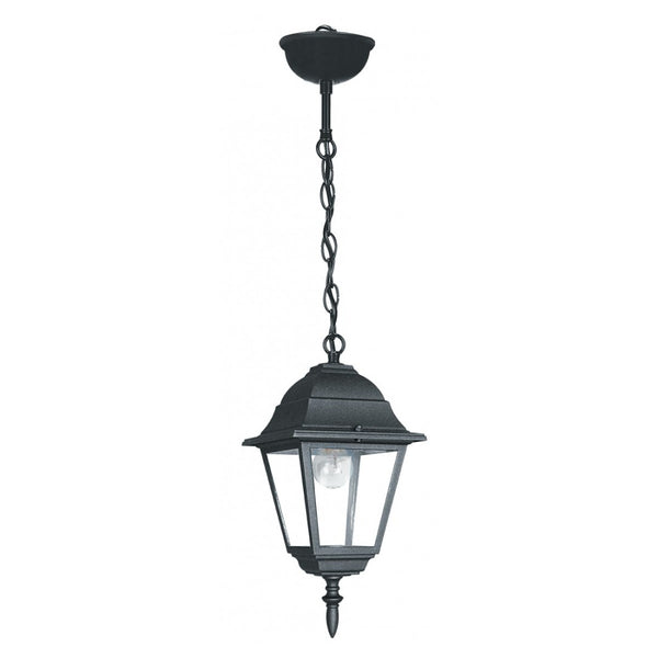 lampadario a sospensione da esterno a lanterna classica in alluminio nero altezza 110 cm regolabile