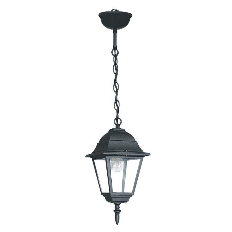 lampadario a sospensione da esterno a lanterna classica in alluminio nero altezza 110 cm regolabile