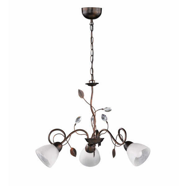 Lampadario Traditio 3 luci in metallo ruggine corten