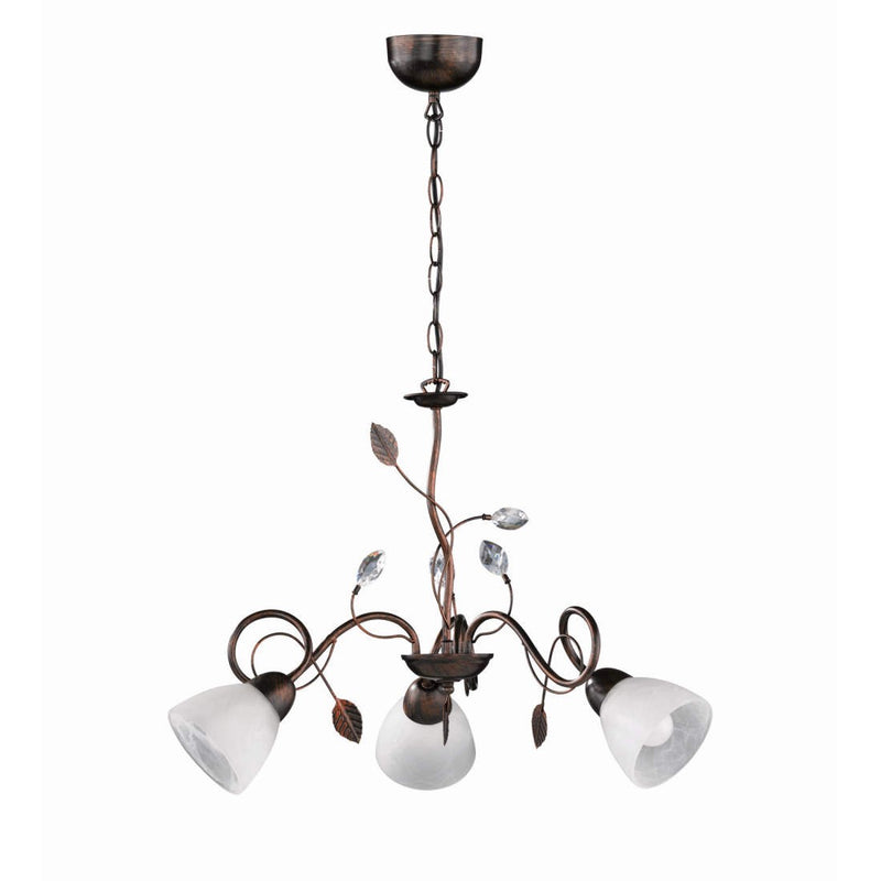Lampadario Traditio 3 luci in metallo ruggine corten