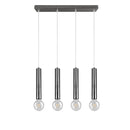 Lampadario moderno acciaio 4 tubi E27