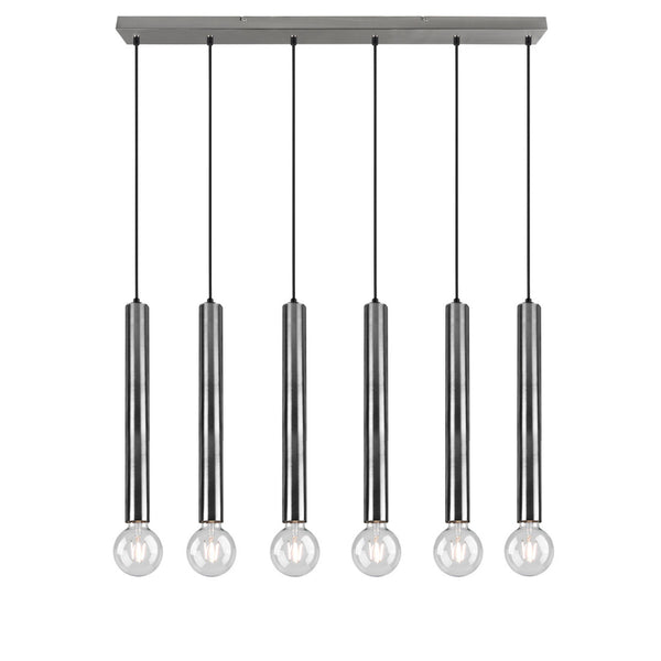 Clermont 313400607 - Lampadario moderno 6 tubi acciaio E27