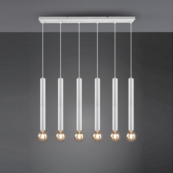 Clermont 313400631 - Lampadario moderno 6 tubi bianco E27