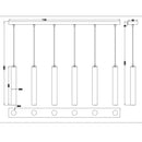 Lampadario moderno 6 tubi nero E27