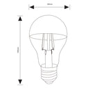 Lampadina decorativa LED a filamento E27 goccia 4W 430 lumen 2700K, IP20 classe 2, retroilluminazione con effetto specchiato
