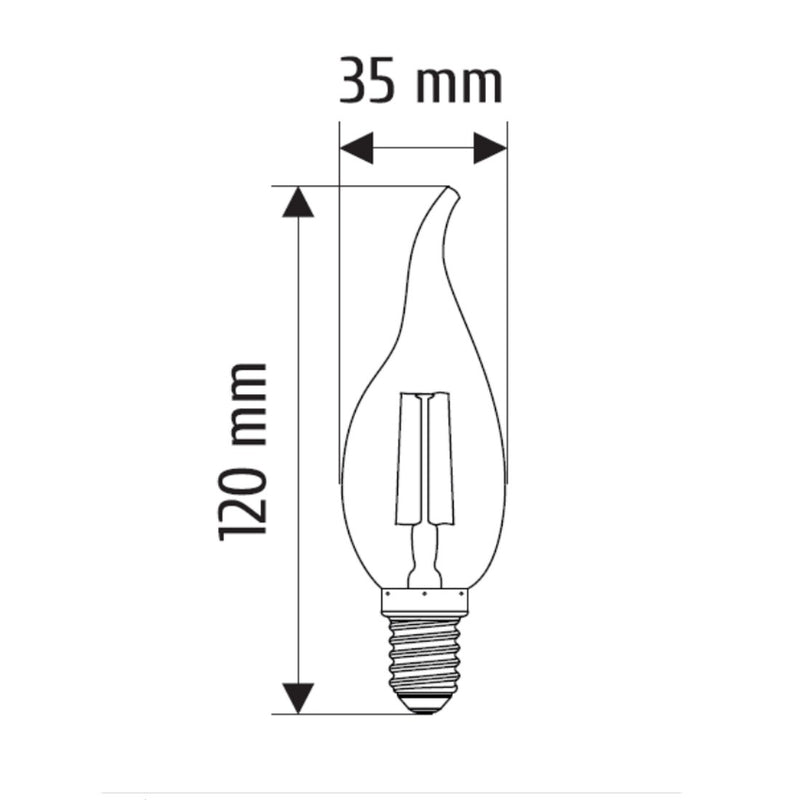 Lampadina LED E14 4W filamento trasparente soffio di vento