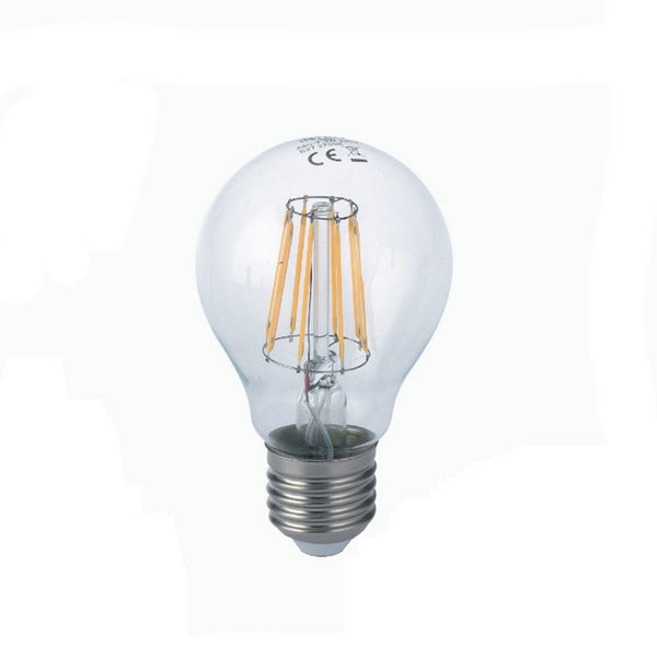 10 Lampadine LED 8W a filamento, vetro trasparente, forma a goccia, attacco E27, 3000K/4000K/6500K