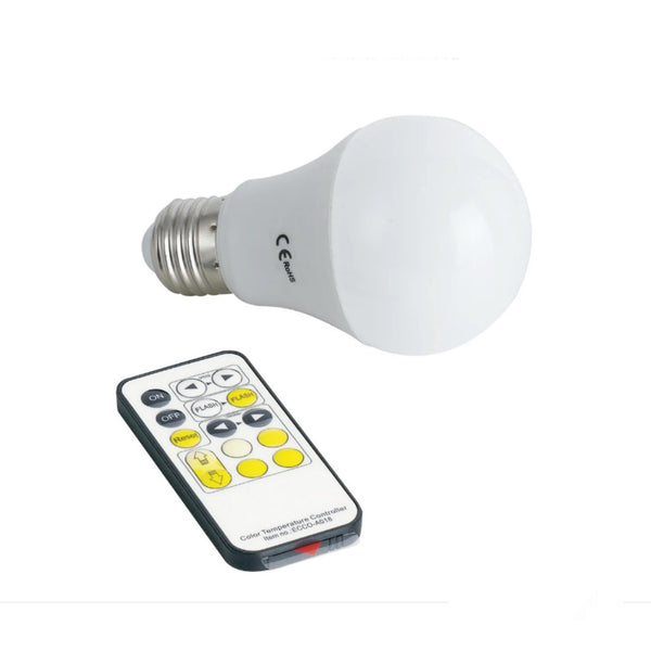 Lampadina LED 8,5W, dimmerabile, bianco variabile CCT 3000-5000K, con telecomando