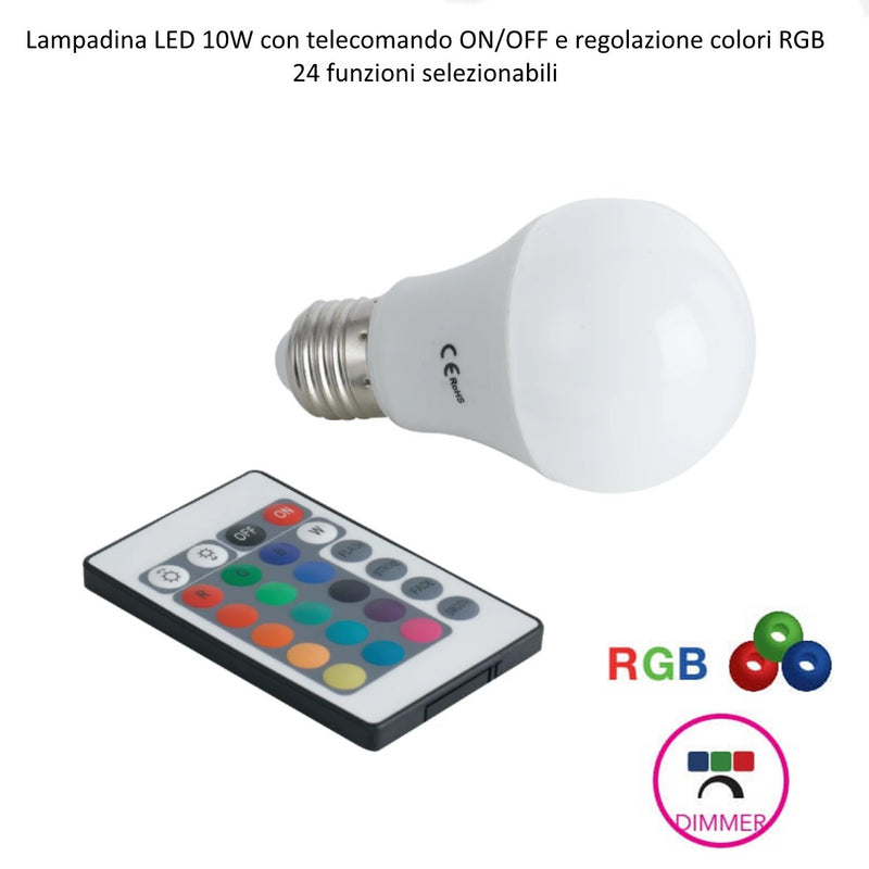 Lampadina LED WRGB E27 10W con telecomando