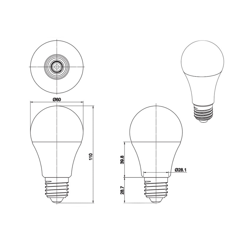 Lampadina LED E27 7W, 560 lumen, dimmerabile, forma goccia