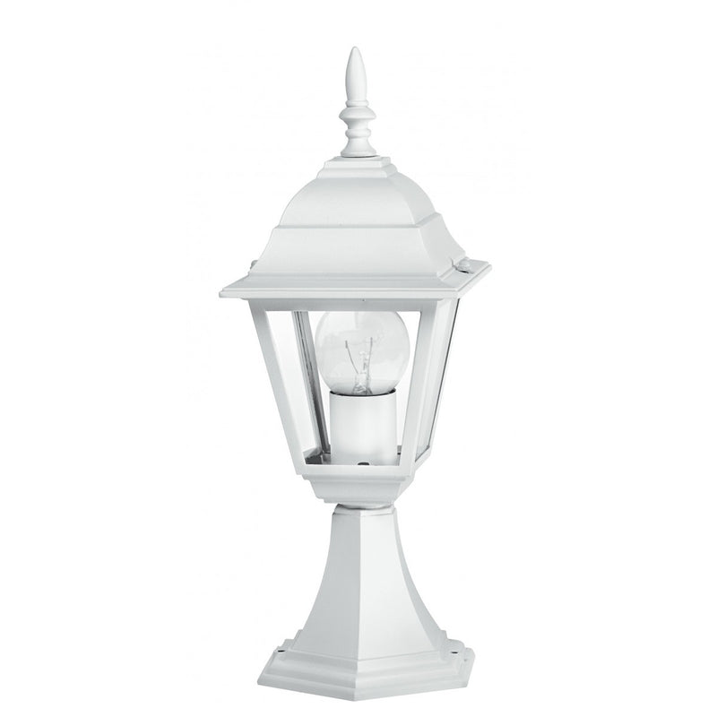 lampioncino basso da esterno a lanterna classica quadrata in alluminio bianco altezza 39 cm