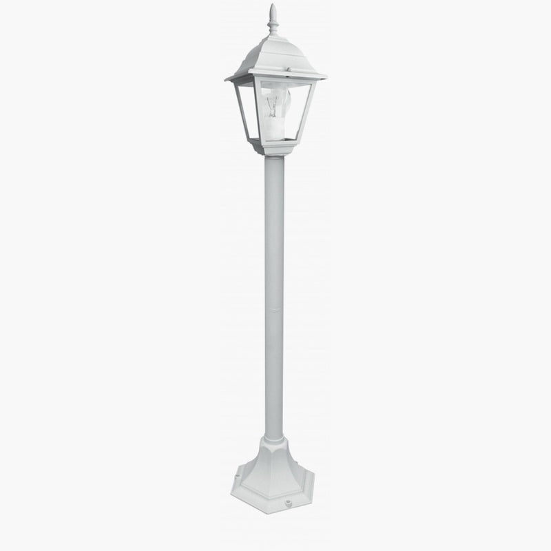 lampioncino da giardino a lanterna classica quadrata in alluminio bianco altezza 104 cm
