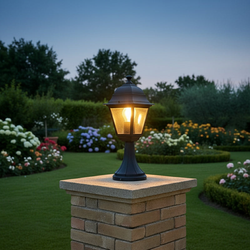 lampioncino segnapassi da giardino nero a lanterna per vialetti