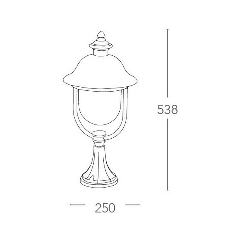 Venezia - Lampioncino basso a lanterna rustica IP44 da esterno, con piattello in rame
